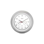 19450 horloge murale radio - pilot�e avec thermom�tre et hygrom�tre cadre argent� cadran blanc diam�tre ...