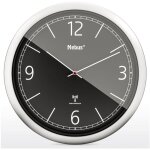 Mebus horloge murale sans fil, 26 cm, silencieuse, design clair, cadre argent�, cadran noir, mod�le 19813, ...