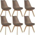 Altobuy ? lot de 6 chaises scandinaves taupe ? assise rembourr�e en simili cuir ? pi�tement en bois massif ...