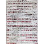 Thedecofactory - mediane stries - tapis salon abstrait moderne gris rouge 120x170