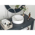 Meje - lavabo rond de 42, 5 cm avec rev�tement en marbre noir et blanc - vasque en porcelaine et c�ramique ...