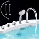 M�langeur de bain avec douchette � main robinetterie de baignoire � 5 trous avec bordures chrom�es robinetteri ...
