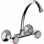 Bagnoclic - m�langeur robinet mural, lavabo, �vier, chrom�, rond, 2 poign�es, bec haut
