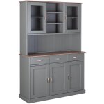 Melina - buffet vaisselier 5 portes 3 tiroirs coloris gris Melina - buffet vaisselier 5 portes 3 tiroirs coloris gris