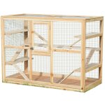 Melko - cage pour petits animaux en bois, 120 x 60 x 90 cm, avec 6 rampes, cage pour rongeurs, cage pour ...