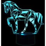 Memkey - 3d lampe illusion optique led veilleuse pour enfant, lampe 3d cheval 7 couleurs changeantes ...