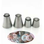 Memkey - 4 pi�ces grande douille patisserie douilles fleur � g�teaux r�utilisable en acier inoxydable ...