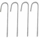 Lot de 4 piquets d'ancrage en acier galvanis robuste pour barres d'armature en j - pour chapiteaux, ...