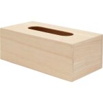 Bote  mouchoirs avec fond, bois, beige, 23 x 12 x 8. 5 cm