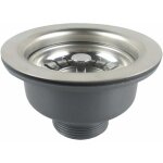 Bonde d'évier sans trop plein panier inox ø 110 mm 1½', acier inoxydable + abs, bonde + panier Bonde d'évier sans trop plein panier inox ø 110 mm 1½', acier inoxydable + abs, bonde + panier
