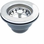 Bonde d'vier sans trop plein panier inox  85 mm 1', acier inoxydable + abs, bonde + panier