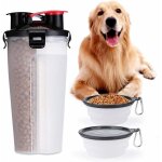 Memkey - bouteille d'eau portable et rcipient alimentaire 2 en 1 avec 2 gamelle pliable pour chien, ...