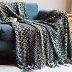 Memkey - couverture tribale jet� de canap� plaid grande taille color�e d�coratif boh�me bleu, 130 200cm ...