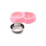 Memkey - gamelle double de ecuelle eau et nourriture 1 bols en inox et 1 gamelle anti glouton pour chat ...