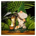 Nain de jardin floqu dcorations, 19cm grande drles gnome statue de jardin extrieur avec bien lumires ...