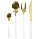 Mnagre 16 pices en inox dor et blanc