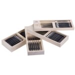 Mnagre 24 pices - laguiole l'eclair - noir - acier inoxydable - bote en bois - couverts complets