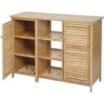 Mendler - armoire de salle de bain hwc - b18 - etag�re commode etag�re de salle de bain - 2 portes bambou ...