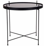 Altobuy - meolo - table basse ronde �48cm acier noir et plateau verre