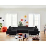 Lisa design - merida - canap� panoramique en u - 7 places - convertible avec coffres et t�ti�res r�glables ...