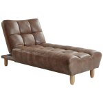 Vente - unique - m�ridienne clic clac en microfibre vieillie esteban - marron vintage