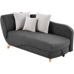 Vente - unique - mridienne droite convertible en tissu anthracite avec coffre de rangement penelope
