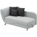 Mridienne droite convertible en tissu gris clair avec coffre de rangement penelope