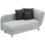 Vente - unique - mridienne gauche convertible en tissu gris clair avec coffre de rangement penelope