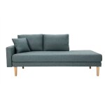 Mridienne scandinave en tissu vert de gris et bois clair massif l190 cm bertille