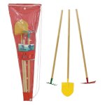 Mermier - set 3 outils de jardin enfant + sac de transport pelle + rteau + pioche