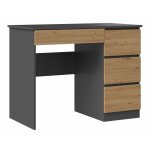 Hucoco - meso - bureau droit style moderne bureau / chambre d'ado - 98x51x76 cm - 4 tiroirs gris anthracite&ch ...