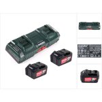 Metabo set de base avec 2x batterie li - power 5, 2ah + chargeur double asc 145 duo