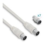Cble tv coaxial 9, 52 mm mle / mle + adaptateurs universels 5 m - blanc
