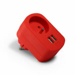 Metronic - chargeur secteur 2 usb - a 3, 4 a + prise de courant 16 a - rouge