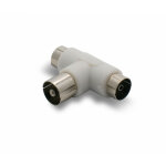 Té répartiteur tv 9, 52 mm 1 mâle / 2 fem. - blanc Té répartiteur tv 9, 52 mm 1 mâle / 2 fem. - blanc