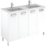 Meuble 4 portes ancoflash color avec plan double vasque cramique anconetti blanc - 120cm
