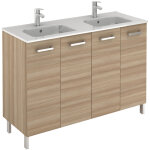 Meuble 4 portes ancoflash color avec plan double vasque cramique anconetti noyer sabl - 120cm