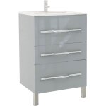 Ondee - zen - meuble de salle de bain � poser alan - l60cm - gris - laqu� brillant