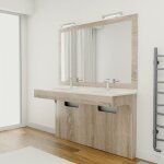 Meuble altea 140 cm avec plan double vasque et miroir miralt - cambrian oak