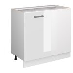 Vicco - meuble d'angle r - line, blanc haute brillance, 86 cm sans plan de travail