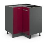 Meuble d'angle r - line, rouge bordeaux haute brillance, 75. 6 cm sans plan de travail vicco