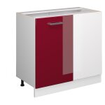 Meuble d'angle r - line, rouge bordeaux haute brillance, 86 cm, pt ch�ne vicco