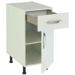 Meuble armoire de cuisine 1 porte + 1 tiroir coloris blanc - hauteur 85 x longueur 40 x profondeur 58 ...