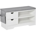 Mh - meuble banc à chaussures kim blanc et gris Mh - meuble banc à chaussures kim blanc et gris