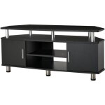 Homcom - meuble banc tv design contemporain 2 portes niche centrale tagre grand plateau chrom noir ...