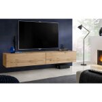Komodee - meuble banc tv loreto, fa�ade wotan mat / corps wotan mat, largeur 200 cm x hauteur 30 cm x ...