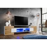 Meuble banc tv merano, white / white / wotan, largeur 230 cm x hauteur 52, 5 cm x profondeur 35 cm, sans ...