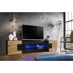 Meuble banc tv merano, black / black / wotan, largeur 230 cm x hauteur 52, 5 cm x profondeur 35 cm, sans ...