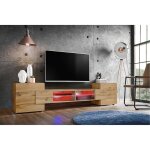 Meuble banc tv merano, wotan / wotan / wotan, �clairage led multicolore, largeur 230 cm x hauteur 52, ...