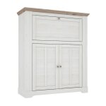Meuble bar 115 cm 1 abattant 2 portes décor chêne blanchi - angele Meuble bar 115 cm 1 abattant 2 portes décor chêne blanchi - angele